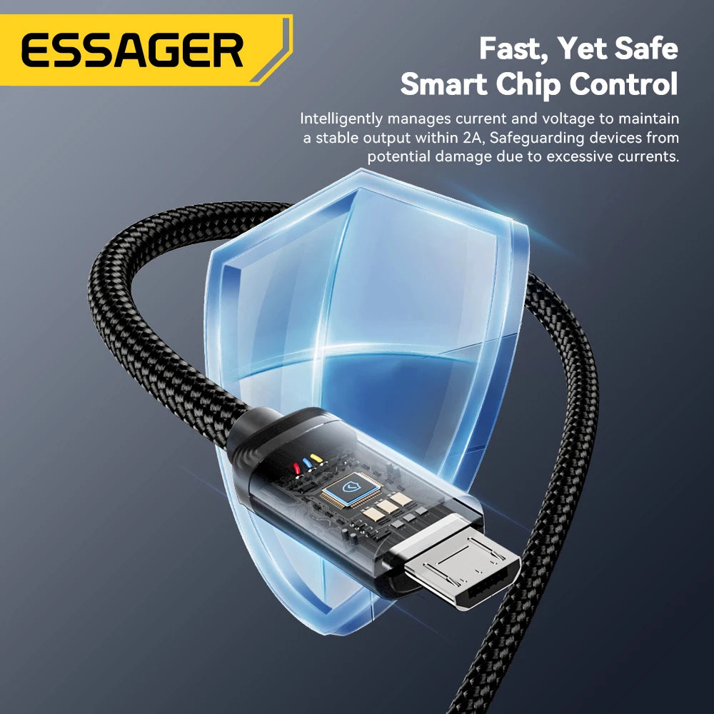 Essager cabo micro usb 2a cabo usb de carregamento rápido para telefone móvel carregador de dados usb fio 3m