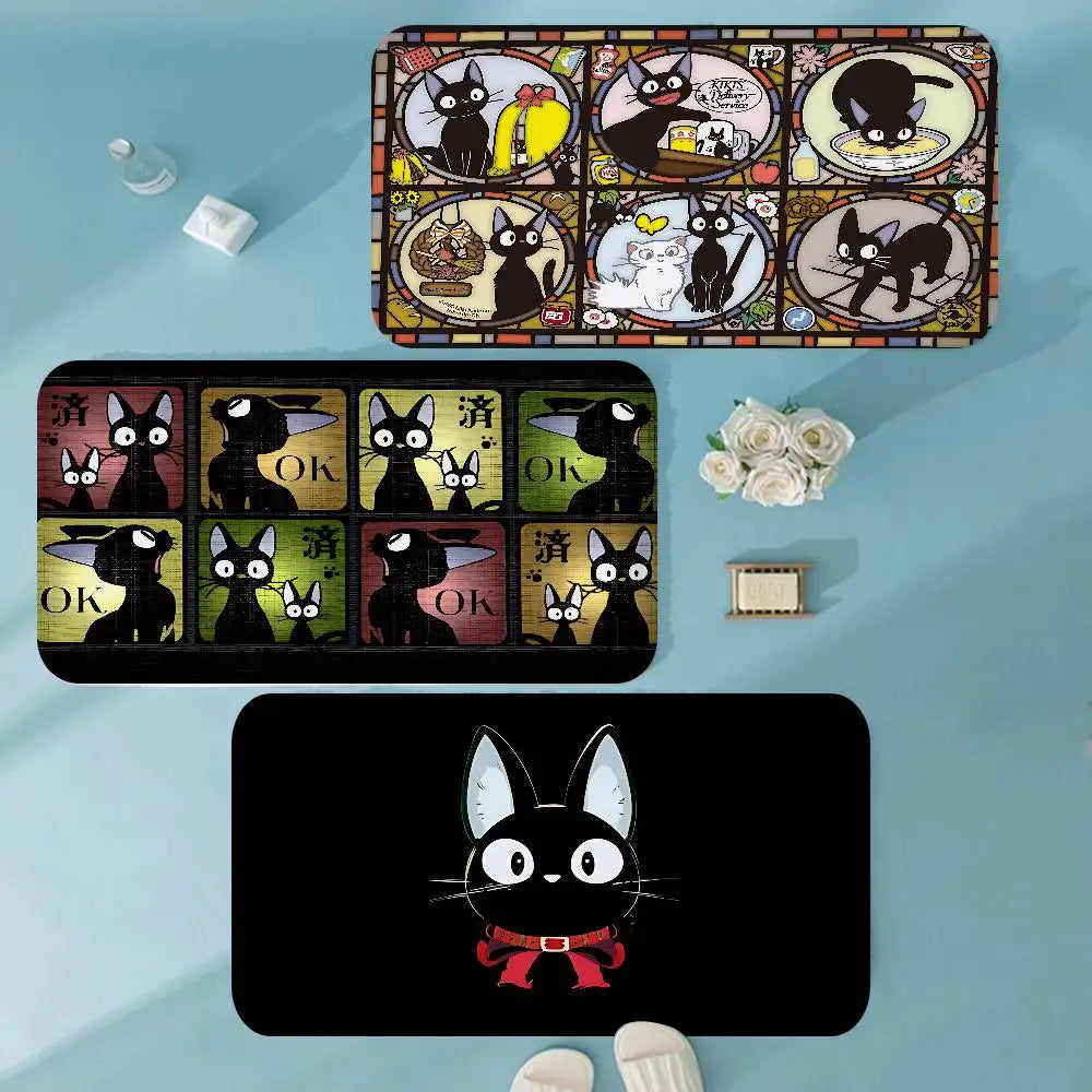 Tapetes de Quarto KiKi Jiji Retro com Múltiplas Opções para Sala de Estar e Cozinha, Tapete Antiderrapante de Boas-Vindas