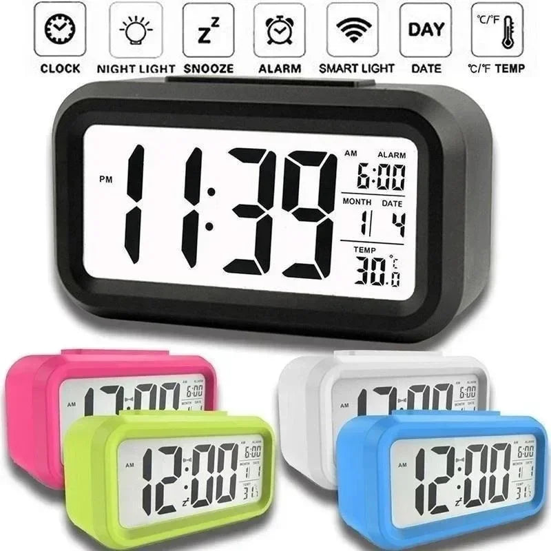 Led digital despertador backlight dados vezes calendário desktop multi-função eletrônico decoração do quarto decorações de mesa parede