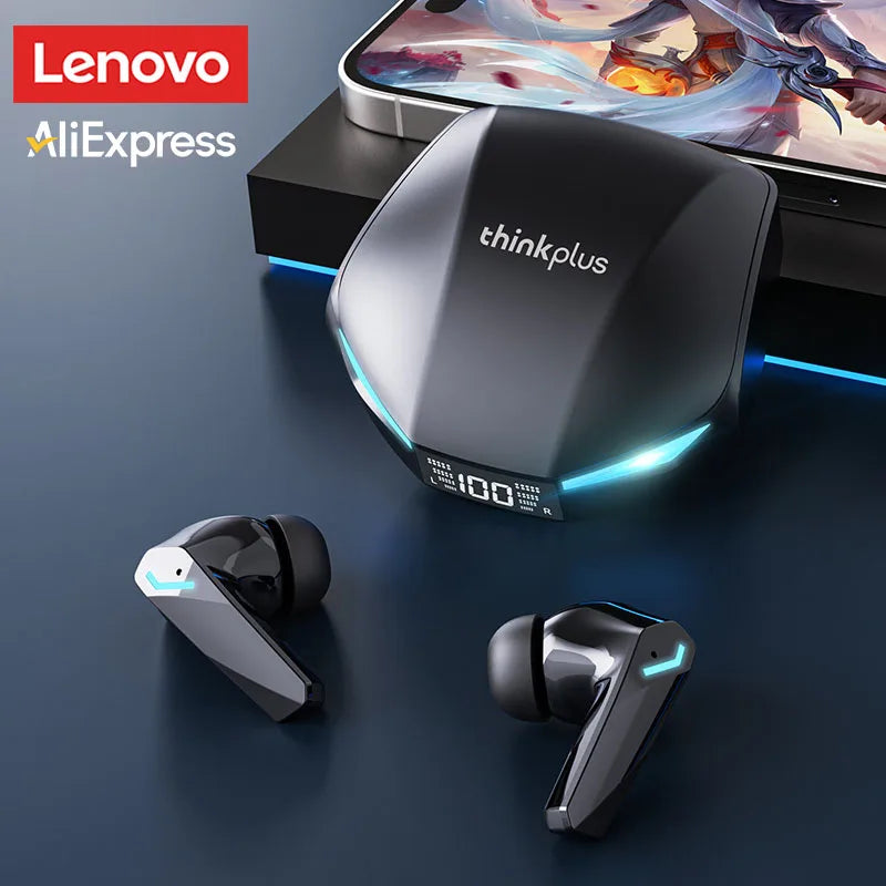 Fone de Ouvido Sem Fio Bluetooth V5.4 Lenovo GM2 Pro TWS com Chamada HD, Baixa Latência, Modo Duplo para Música e Jogos GM2PRO