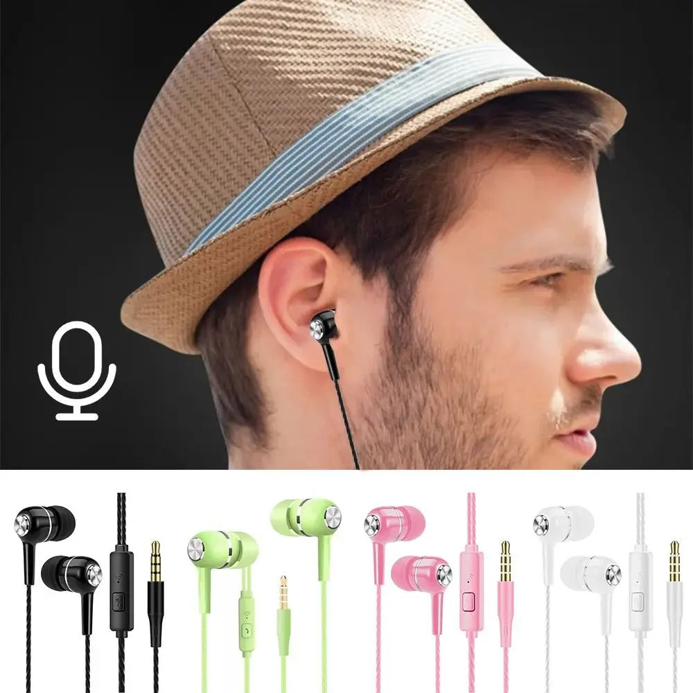 Fone de ouvido intra-auricular estéreo com microfone, fone de ouvido hifi portátil com fio para apple/android/huawei