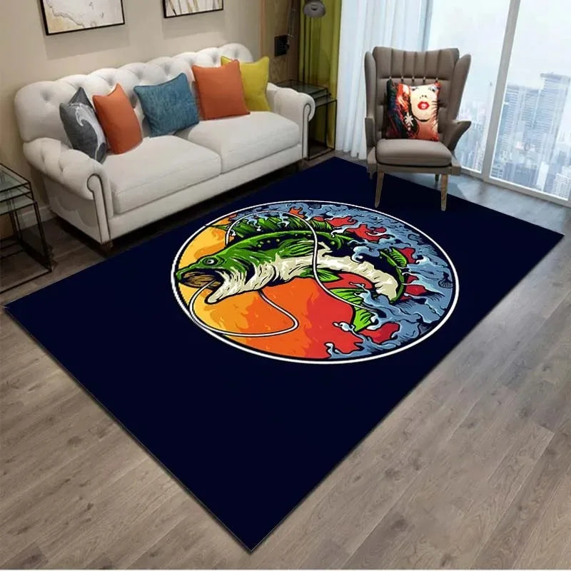 Série de pesca padrão tapete antiderrapante presente decoração para casa tapete macio para sala estar quarto sofá cozinha banheiro capacho
