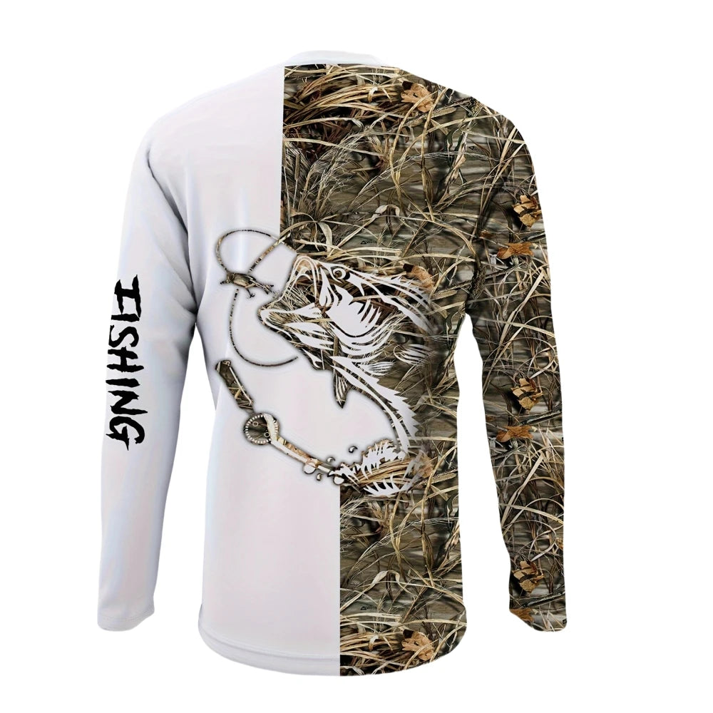 Camisas de pesca camisetas masculinas de manga longa roupas masculinas outono streetwear tripulação pescoço pullovers dos homens t camisa casual roupas masculinas