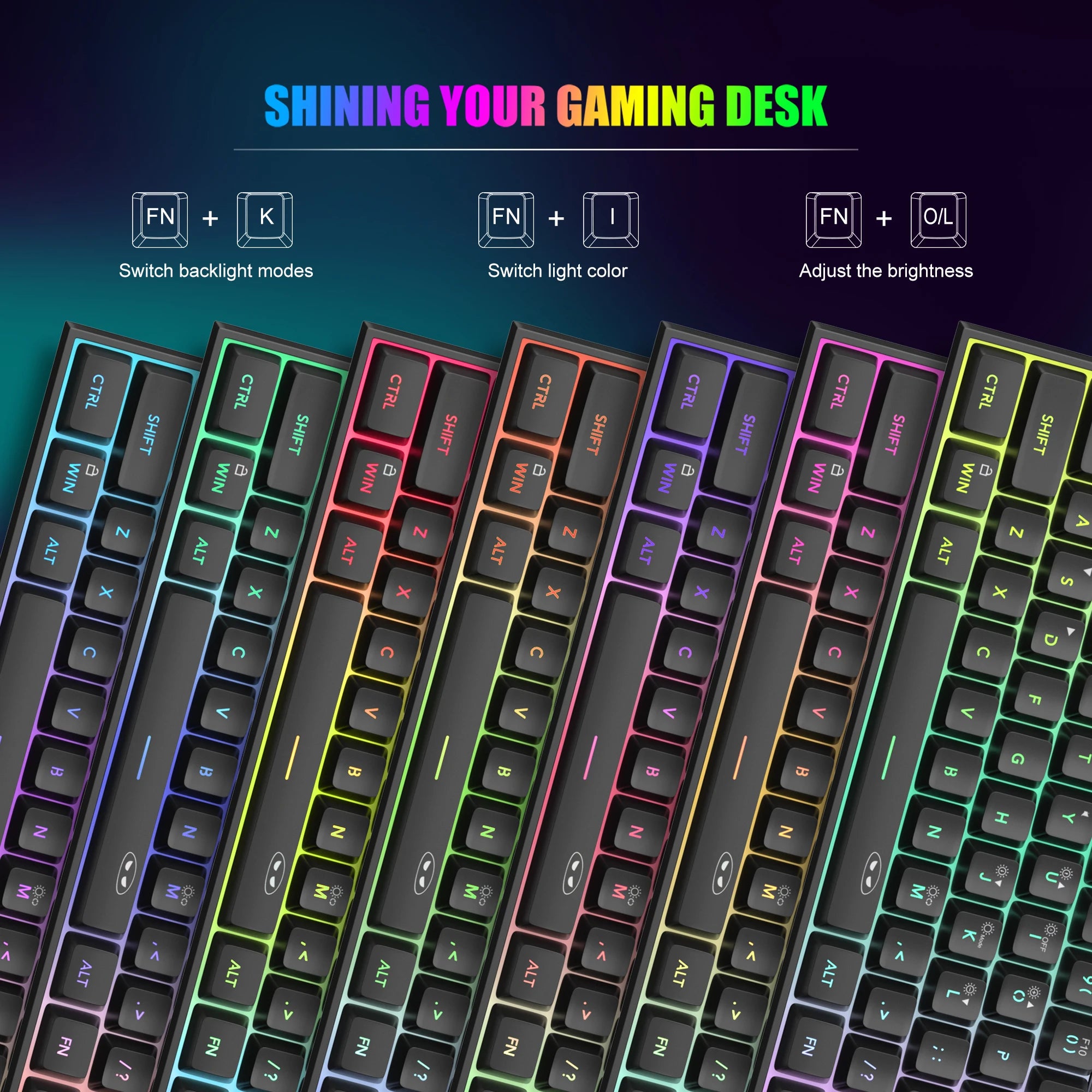 Teclado para jogos MageGee Mini 60%, teclado ultracompacto retroiluminado RGB de 61 teclas, escritório de sensação mecânica ergonômica à prova d'água TS91