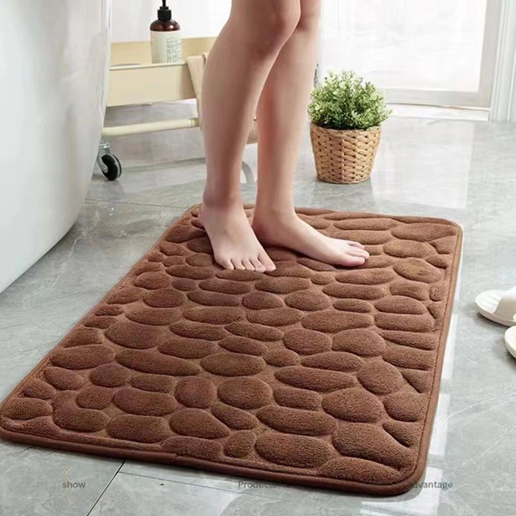 3D antiderrapante banheiro esteira, absorvente capacho, cobblestone gravado tapete, porta tapetes, máquina lavável, secagem rápida
