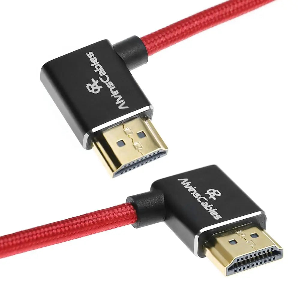Alvin's Cables 8K HDMI 2.1 Cabo 8K 60Hz 4K 120Hz de alta velocidade para monitor Atomos Ninja, cabo enrolado trançado de ângulo esquerdo para direito