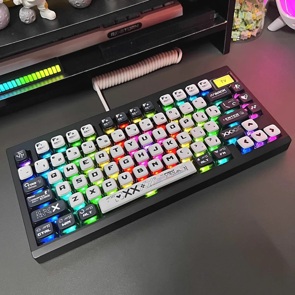Doomsday Crossing Keycaps personalizados 125 teclas PBT + PC SAX Quad Translúcido Pudding Keycaps para MX Switch Teclados mecânicos