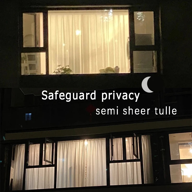Macio branco voile sheer cortinas para sala de estar janela cor sólida tule cortina para o quarto casamento decoração casa personalizar