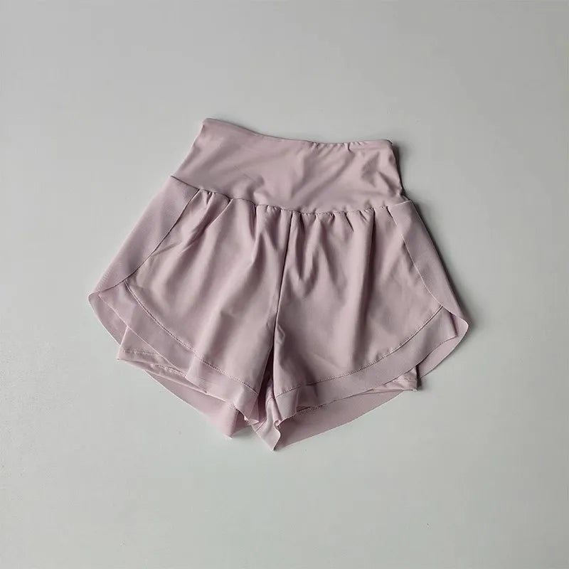Calções esportivos femininos de verão malha 2 em 1 shorts de yoga de secagem rápida respirável shorts de fitness cintura alta fitness correndo shorts