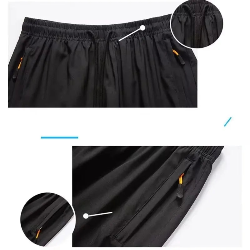 Shorts Esportivos Masculinos de Verão em Seda Gelada, Calças de Praia Casuais Soltas e Finas para Basquete, Corrida e Academia, com Absorção de Suor e Higroscópicas