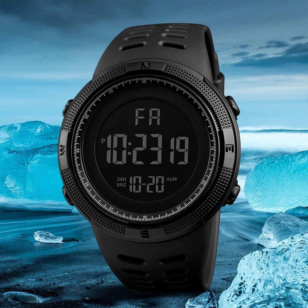 Relógio esportivo digital masculino, à prova d'água, casual, luminoso, cronômetro, alarme, relógio militar simples para corrida, escalada, pesca