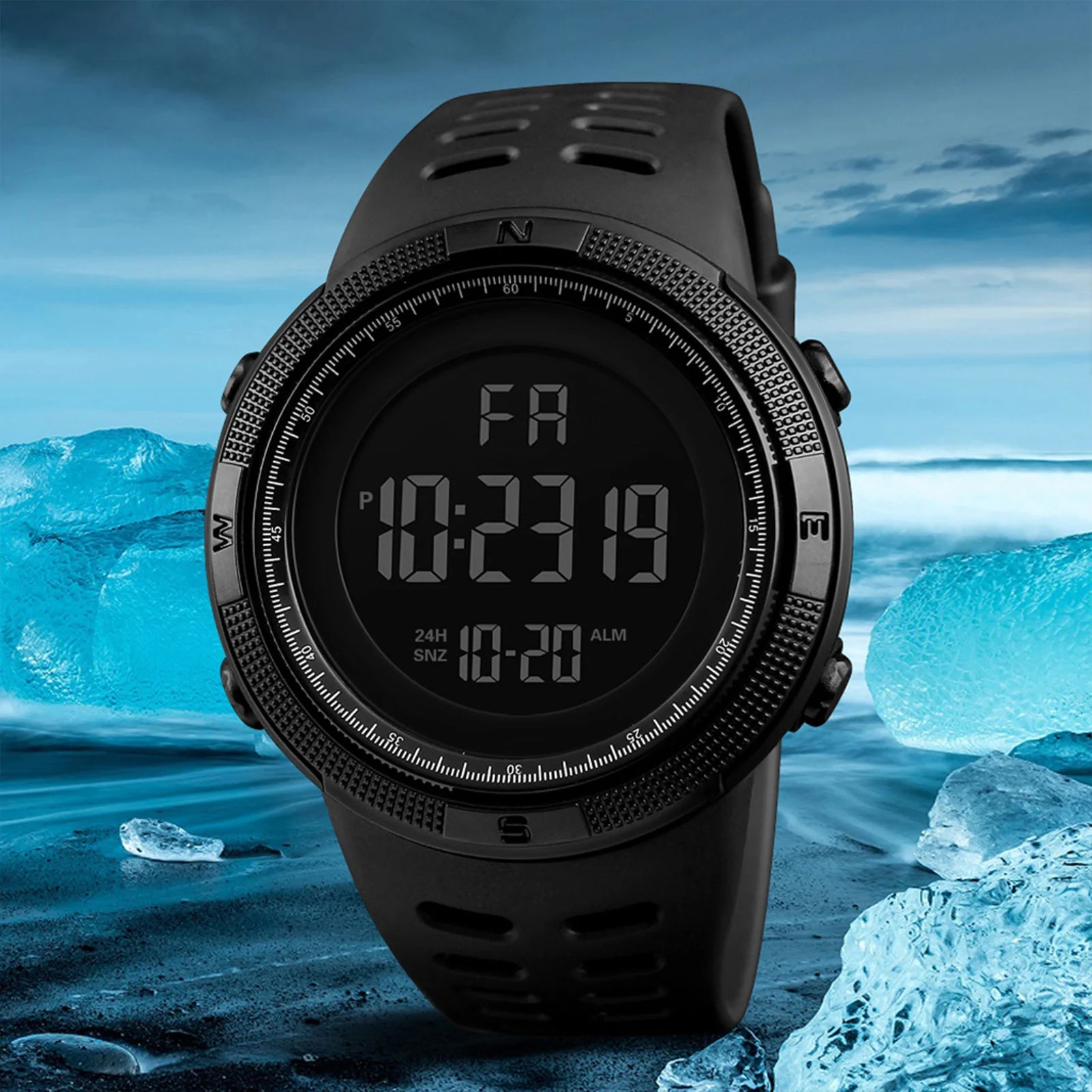 Relógio esportivo digital masculino, à prova d'água, casual, luminoso, cronômetro, alarme, relógio militar simples para corrida, escalada, pesca