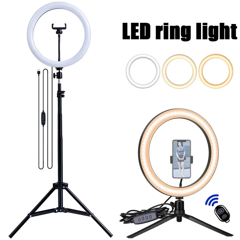 26/33cm led selfie anel de iluminação luz regulável fotográfico selfie anel lâmpada usb controle remoto luz preenchimento para telefone vídeo ao vivo