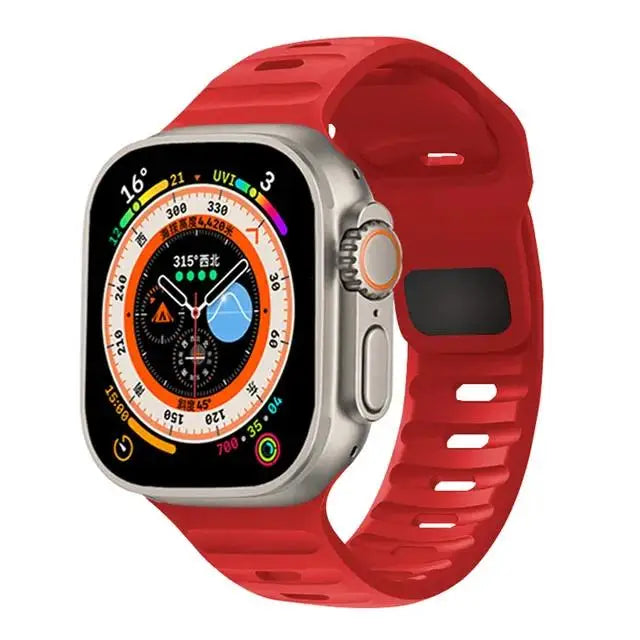 Pulseira de Silicone Sport para Apple Watch, Banda, 49mm, 45mm, 44mm, 42mm, 40mm, 41mm, 38, Pulseira Correa, iWatch Series 9, 8, 7, 6, 5, 4, 3, SE, ultra