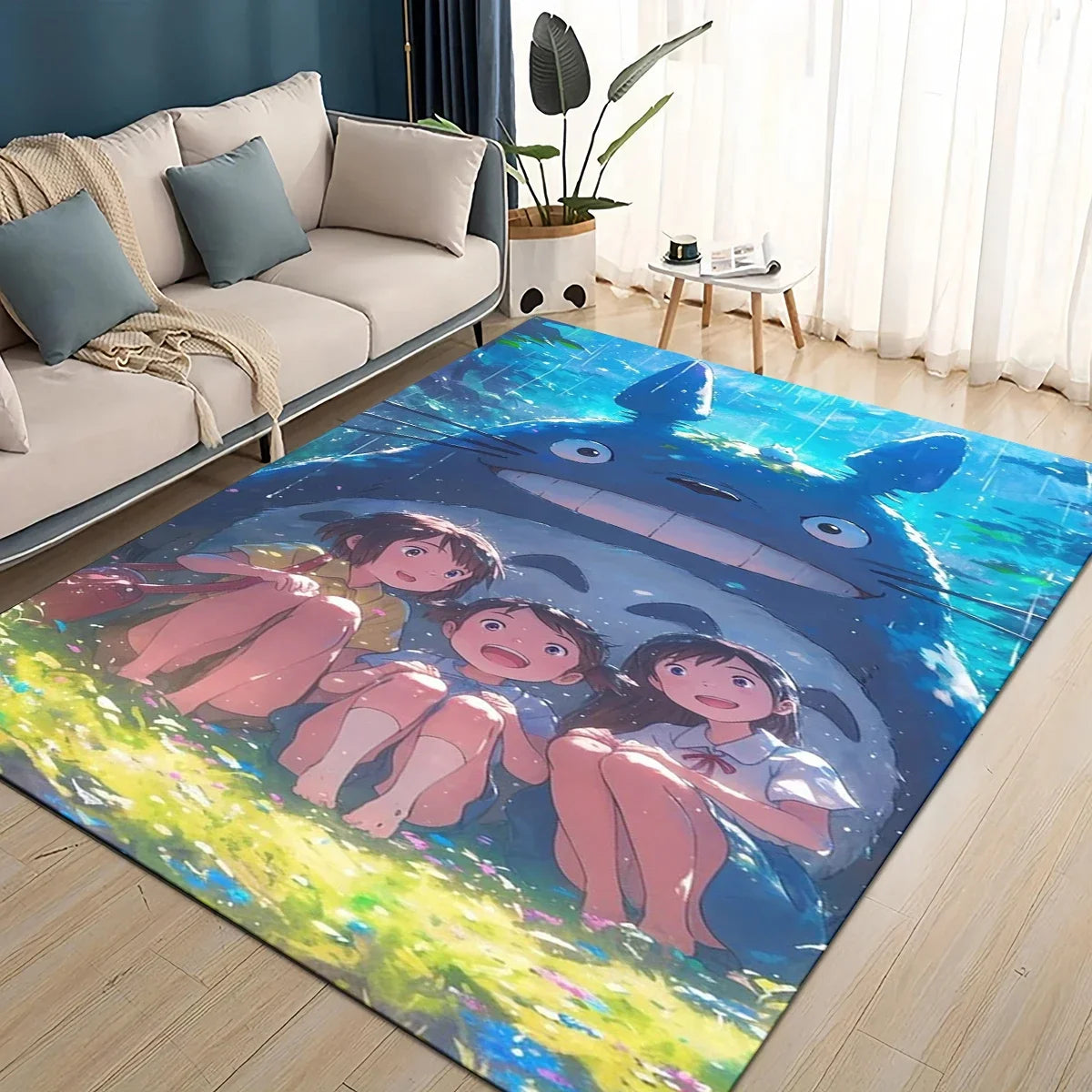 Tapete 3D T-Totoros para Sala de Estar, Quarto Infantil, Sofá, Decoração, Tapete Antiderrapante para Brincadeiras das Crianças