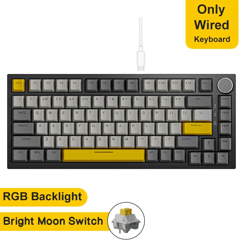 Teclado Mecânico Sem Fio AJAZZ AK820/Pro Bluetooth 5.1 2.4G USB-C Com Fio Hot Swappable RGB para Jogos com Montagem Gasket