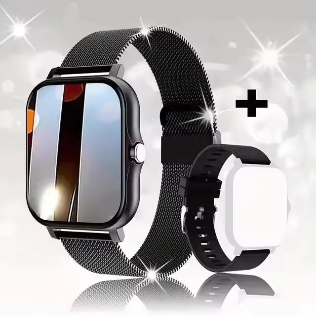 Relógio inteligente com tela de toque completa, chamada, lembrete de mensagens, controle de música e outras funções, compatível com iPhone/android mo