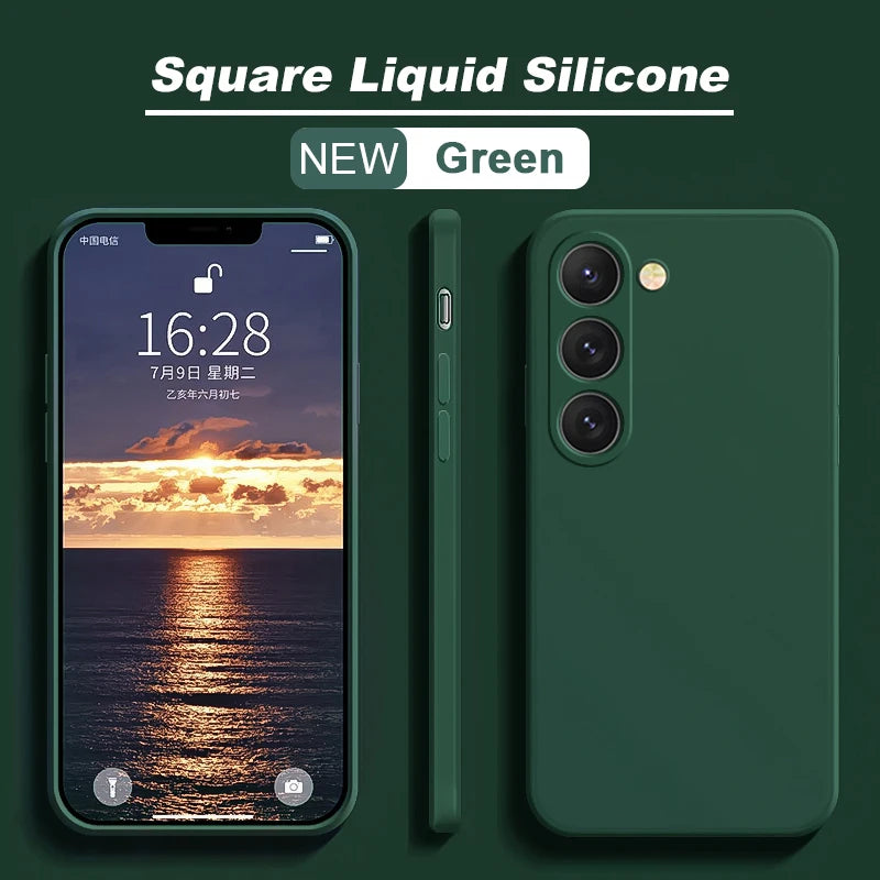 Capa de Silicone Líquido Quadrada para Samsung Galaxy S26 S25 S24 S23 S22 Ultra Plus S26Ultra - capinha Protetora Macia