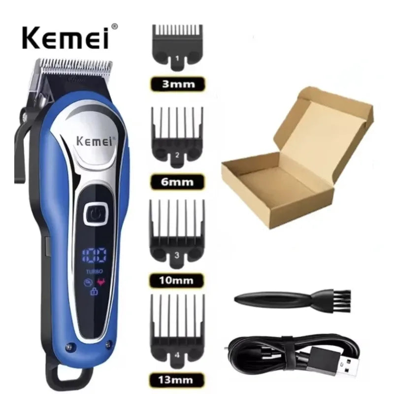 Máquina de Corte Profissional Kemei KM-1995 KM-2293 KM-T95, Aparador de Cabelo Elétrico com Display LCD