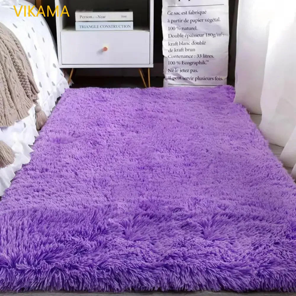 VIKAMA-Tapete simples de lã de seda, cobertor de cama monocromático, mesa de café, quarto e sala, macio de alto grau