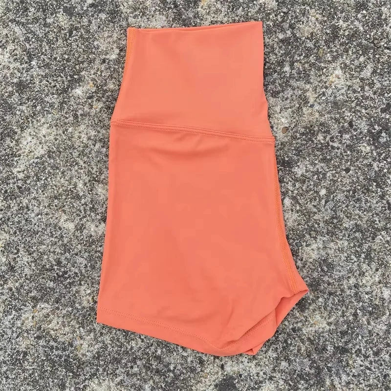 Sexy cor sólida cintura alta atlético yoga perna curta ciclismo feminino fitness esporte curto treinamento abrangente jogging agachamento à prova