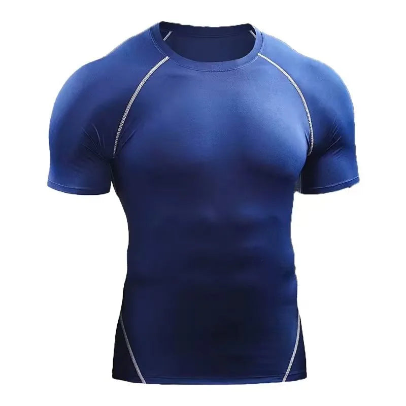 Roupas de fitness esportes ao ar livre dos homens secagem rápida manga curta camiseta treinamento pro correndo estiramento apertado roupas yoga