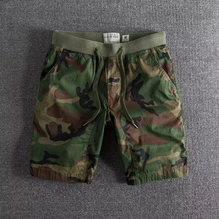 Bermudas de Trabalho Camufladas de Secagem Rápida em Algodão Puro, Respiráveis, Estilo Japonês Retrô, Moda Jovem Casual de Verão