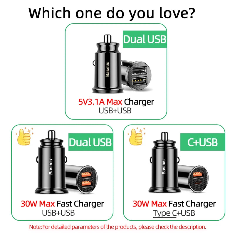 Baseus carregador de carro usb carga rápida 4.0 qc4.0 qc3.0 pps scp 5a pd tipo c 30w carregador usb de carro rápido para iphone xiaomi telefone móvel