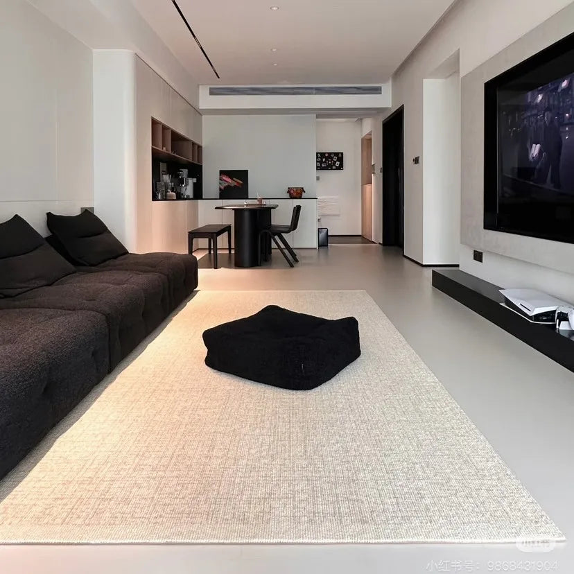 Luxo minimalista sala de estar tapete cor creme grande área para sofá quarto decoração casa
