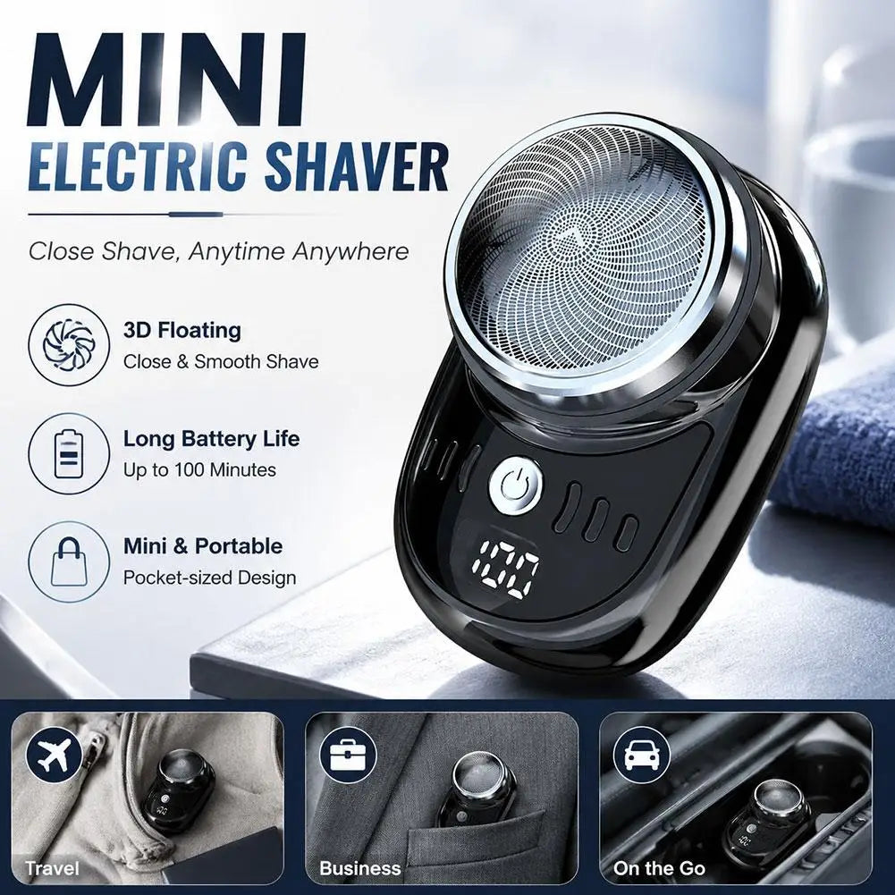 Barbeador Elétrico Masculino Lavável, Mini Aparador de Barba Compacto e Portátil, Ferramenta Recarregável para Aparar Barba