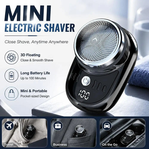 Barbeador Elétrico Masculino Lavável, Mini Aparador de Barba Compacto e Portátil, Ferramenta Recarregável para Aparar Barba