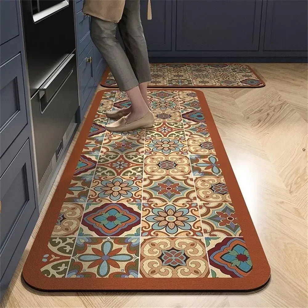 VIKAMA 1/2 peças Tapete Vintage para Cozinha, Sala de Estar, Quarto, Tapete de Corredor Antiderrapante, Capacho de Entrada, Decoração para Casa