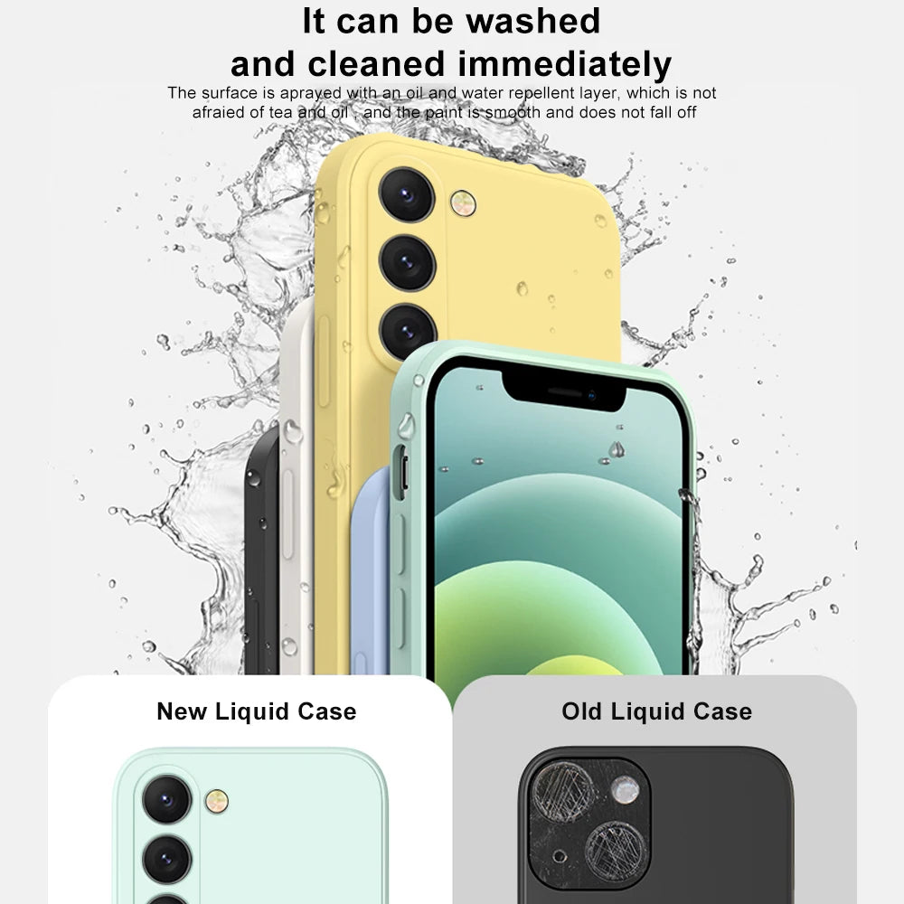 Capa de Silicone Líquido Quadrada para Samsung Galaxy S26 S25 S24 S23 S22 Ultra Plus S26Ultra - capinha Protetora Macia