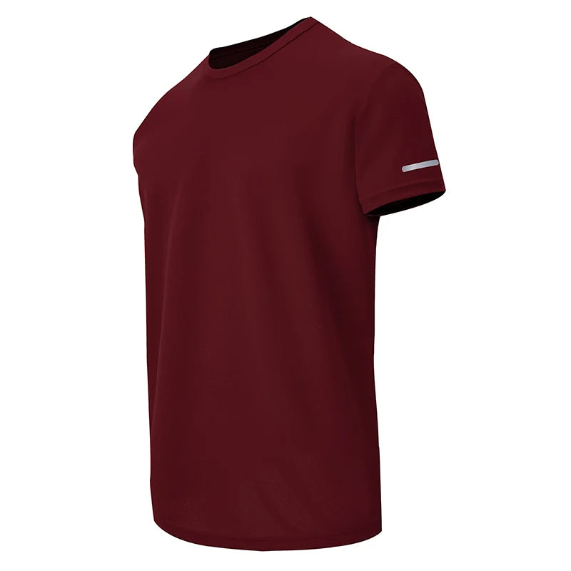 4/1 pçs verão masculino cor sólida coringa de secagem rápida manga curta solta plus size esportes correndo jogando camisa masculina de meia-idade