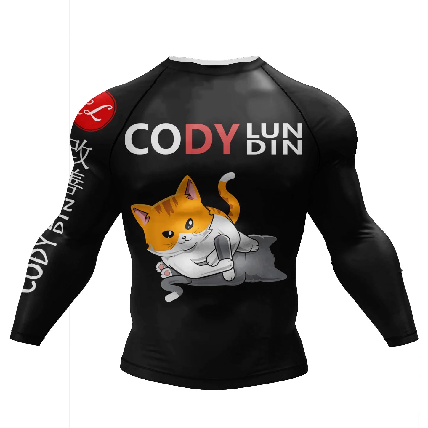 Cody Lundin Tattoo Camiseta de compressão de ginástica masculina sublimação manga longa Rashguard BJJ jiu jitsu camisa de boxe personalizada