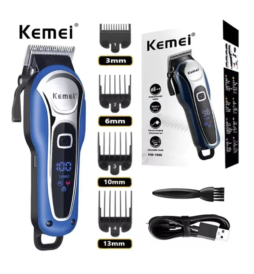 Máquina de Corte Profissional Kemei KM-1995 KM-2293 KM-T95, Aparador de Cabelo Elétrico com Display LCD
