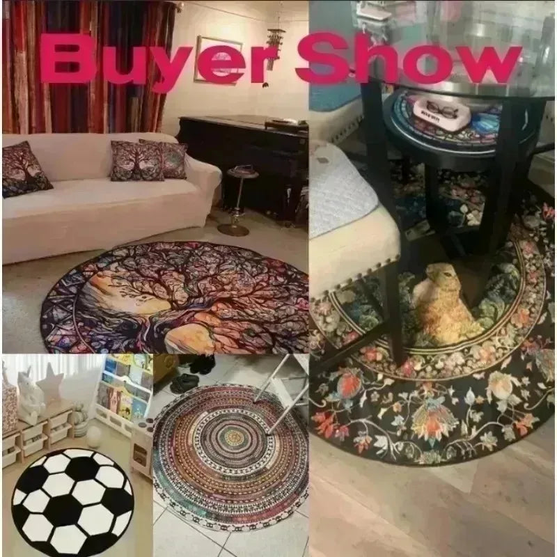 Tapete Redondo com Estampa de Laço Rosa Kawaii, Carpete Macio Antiderrapante, Estilo Coquette, Tapete para Quarto, Decoração Fofa para Quarto Infantil