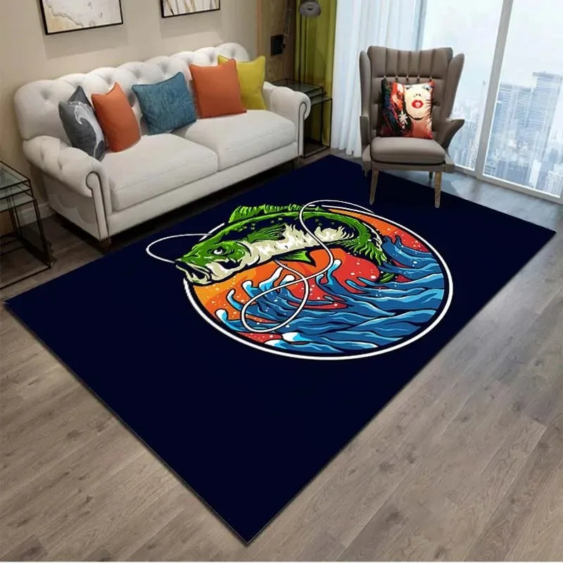 Série de pesca padrão tapete antiderrapante presente decoração para casa tapete macio para sala estar quarto sofá cozinha banheiro capacho