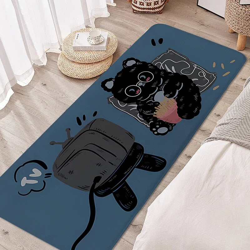 Tapete para quarto infantil, gato preto, adorável, quarto infantil, antiderrapante, banheiro, porta de entrada, decoração de casa