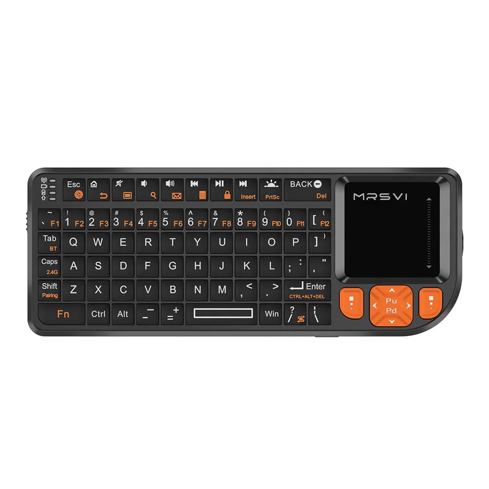 Teclado Mini MRSVI A8 PLUS, Teclado Sem Fio Retroiluminado 2.4GHz&Bluetooth5.0 com Touchpad para Android TV Box, Mac, Laptop, Windows