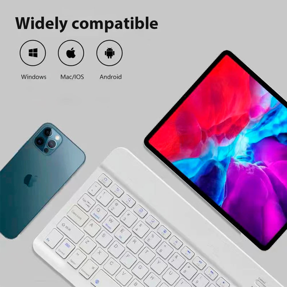 Teclado sem fio bluetooth universal, teclado e mouse para celular, mini teclado bluetooth, acessórios para teclado ipad