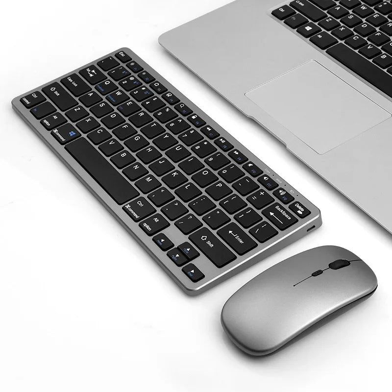 Conjunto de teclado e mouse sem fio 2.4g, bluetooth 5.0, combo de teclado e mouse, 2 modos, mini teclado e mouse para laptop, acessórios para pc