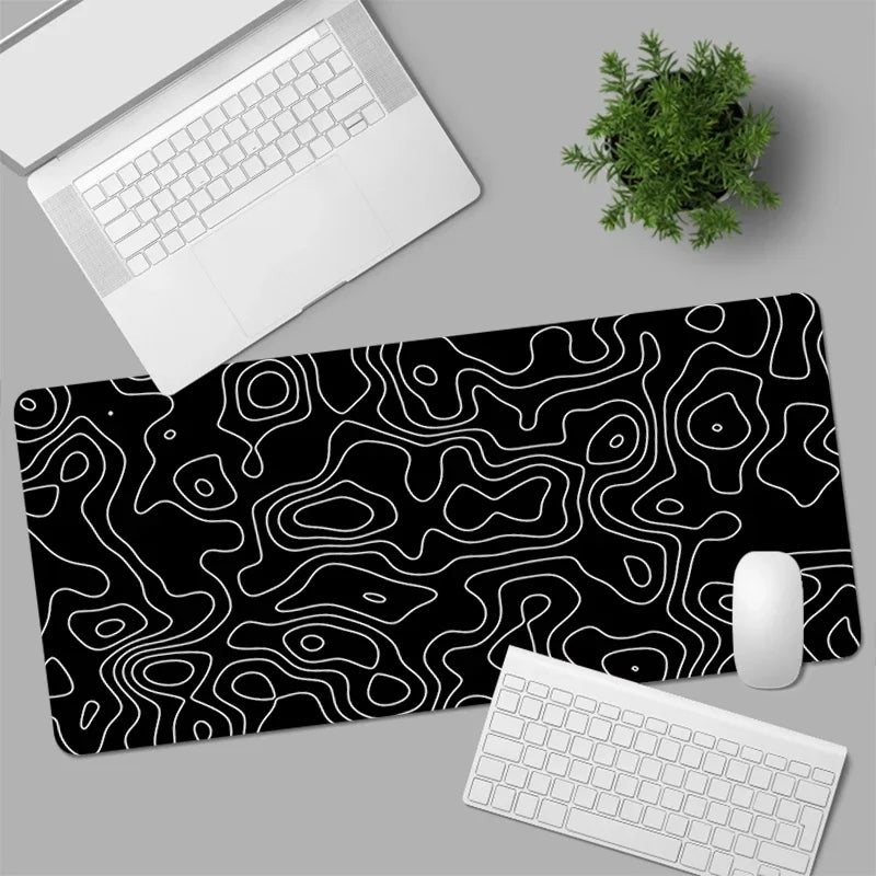 Preto e branco mouse pad grande acessórios de jogos de computador mousepads tapetes de mesa tapete antiderrapante portátil macio mouse pad mouse