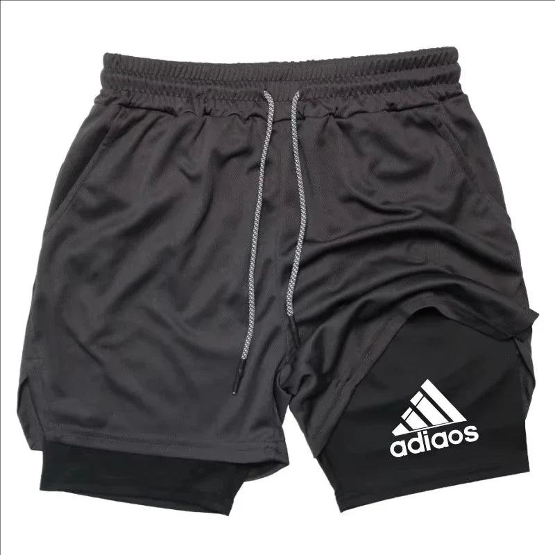 Shorts de compressão masculino verão ginásio fitness correndo treinamento esportes shorts dois-em-um malha respirável shorts de secagem rápida