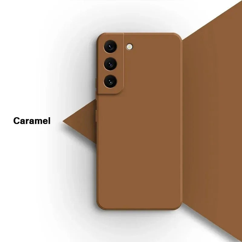 Capa de Telefone de Silicone Líquido Luxuosa com Sensação de Pele para Samsung Galaxy S21 S22 S23 S24 S25 S26 Ultra Plus, Anti-Queda e Totalmente Protetora