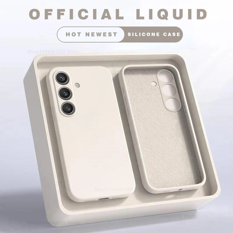 Capa de Silicone Líquido Quadrada para Samsung Galaxy S26 S25 S24 S23 S22 Ultra Plus S26Ultra - capinha Protetora Macia