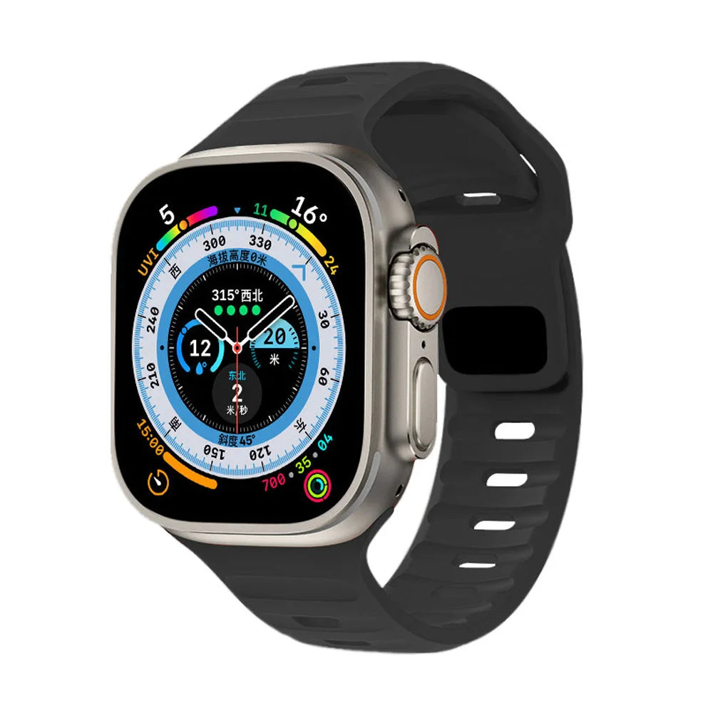 Pulseira de Silicone Sport para Apple Watch, Banda, 49mm, 45mm, 44mm, 42mm, 40mm, 41mm, 38, Pulseira Correa, iWatch Series 9, 8, 7, 6, 5, 4, 3, SE, ultra