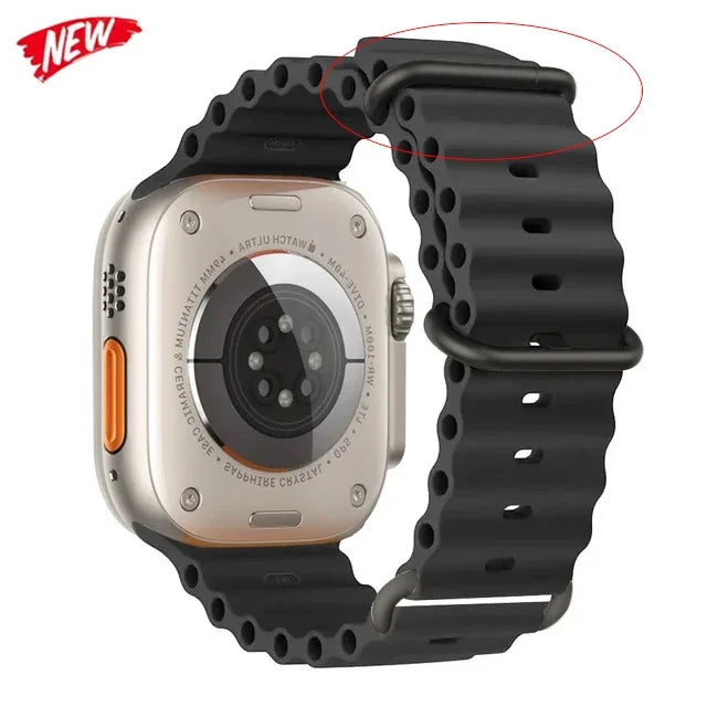 Pulseira oceano para apple watch ultra 2 band 49mm 10 9 8 7 45mm 41mm pulseira de silicone iwatch 6 5 4 3 se 44mm 40 42mm banda