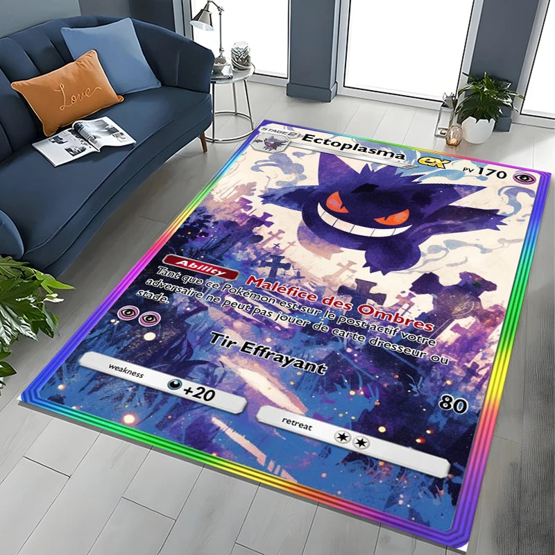 Tapete de Área Potdemiel Pokémon Gengar para Sala de Estar, Decoração de Casa, Tapete de Chão para Engatinhar Infantil e Tapete de Jogo para Sala de Estar