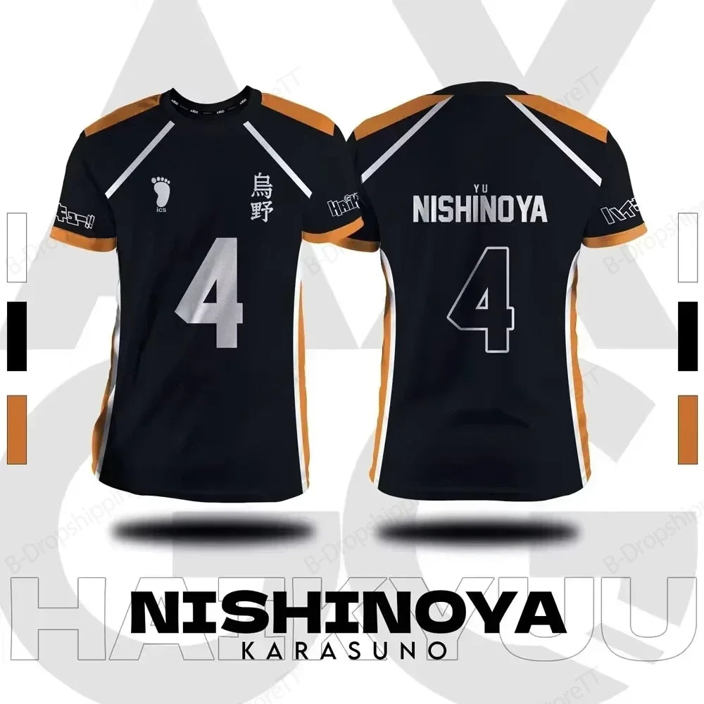 Camisa xadrez japonesa Haikyuu Fox Valley, anime impresso em 3D para homens e mulheres, camiseta esportiva de manga curta da moda de tamanho grande